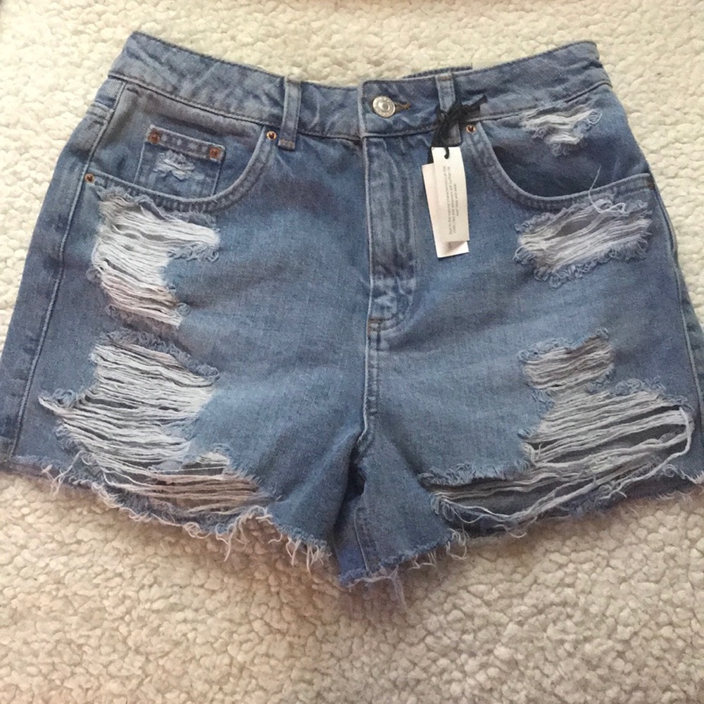 Distressed Denim Topshop Mom Short